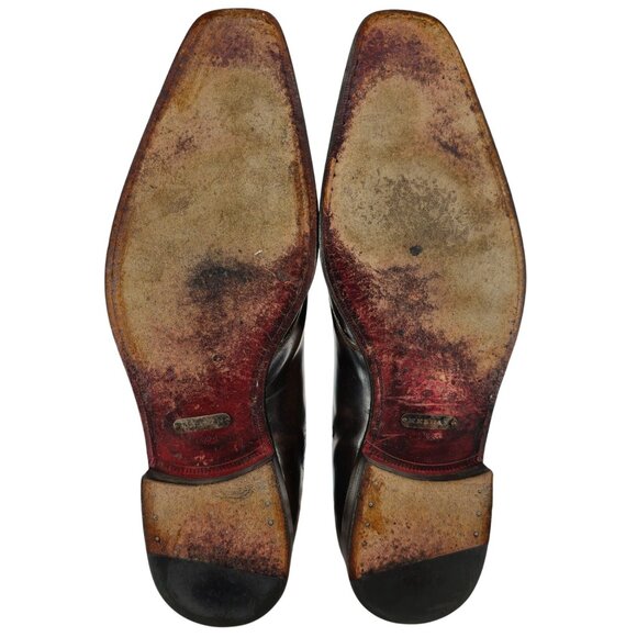 Mezlan Custom Mens 11.5 Brown Polished Leather Wingtip Oxfords Dress Shoes Spain - Picture 3 of 15